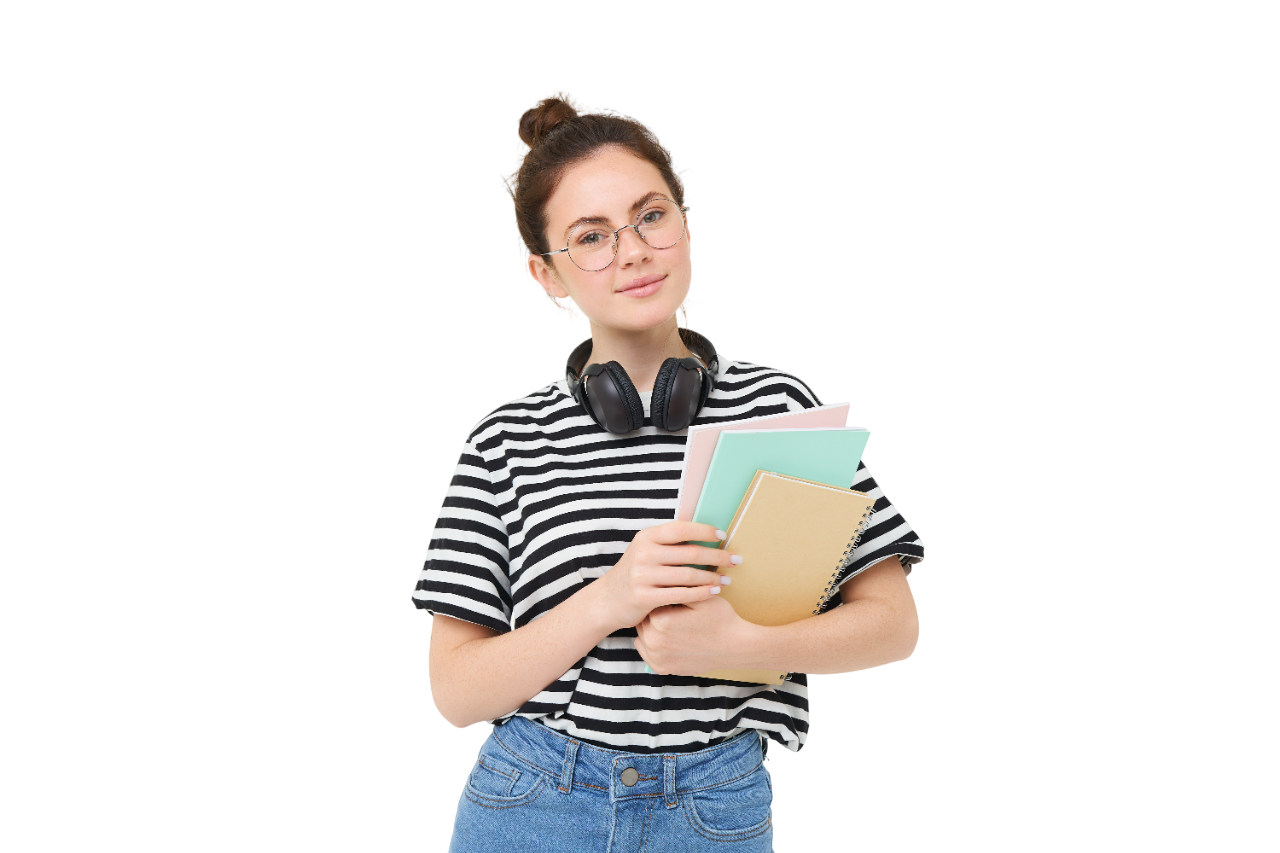 Student with notebooks